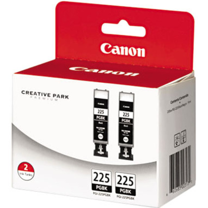 Canon PGI-225 Inkjet Ink Cartridge - Twin-pack - Pigment Black - 2 / Pack - Inkjet - 2 / Pack