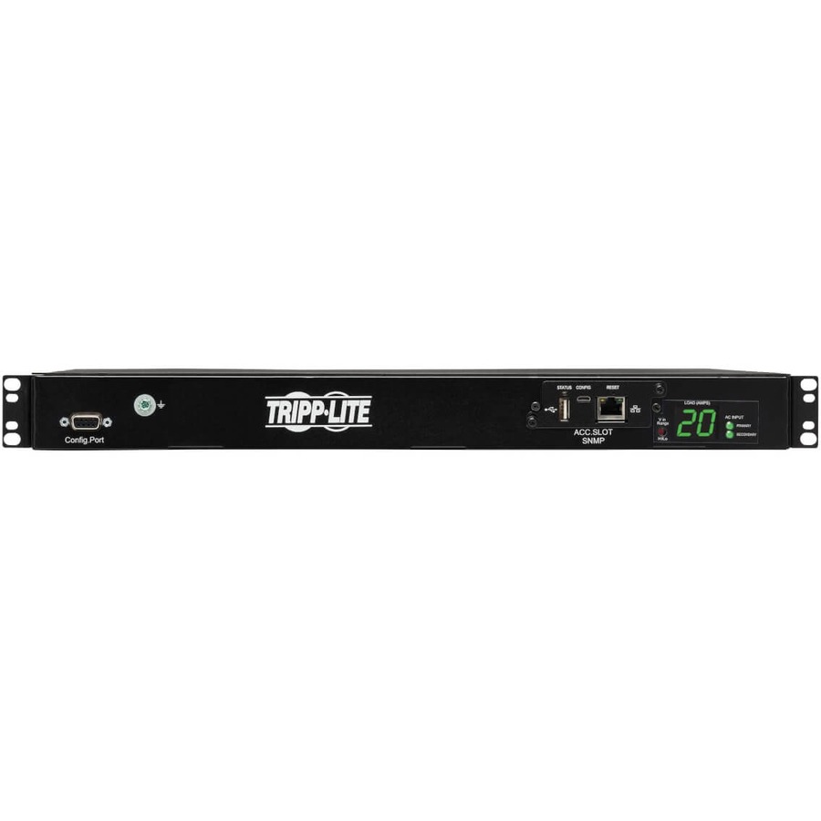 Tripp Lite by Eaton PDU 3.8kW Single-Phase Switched Automatic Transfer Switch PDU Two 200-240V C20 Inlets 8 C13 & 2 C19 Outputs 1U TAA