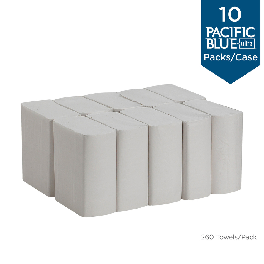 Pacific Blue Ultra Z-Fold Paper Towel - 8" x 11" - White - Paper - 260 Per Pack - 2600 / Carton