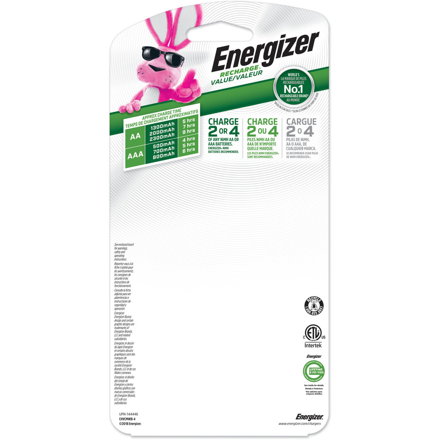 Energizer CHVCMWB-4 AC Charger - 1 Each - Battery Chargers - EVECHVCMWB4