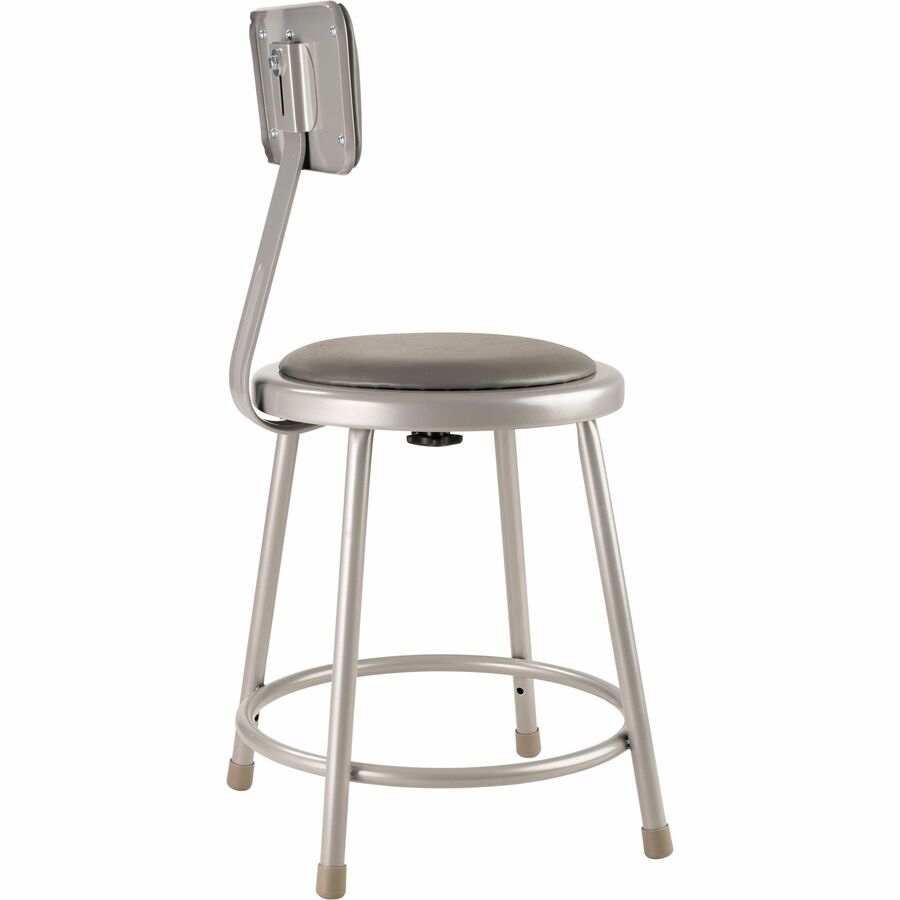 National Public Seating 6400 Series Heavy-Duty Padded Stools - Gray Seat Color - Vinyl, Medium Density Fiber (MDF) Seat Material - Gray Frame Color - Steel Frame Material - Four-legged Base - Gray - Plush - 1 Each