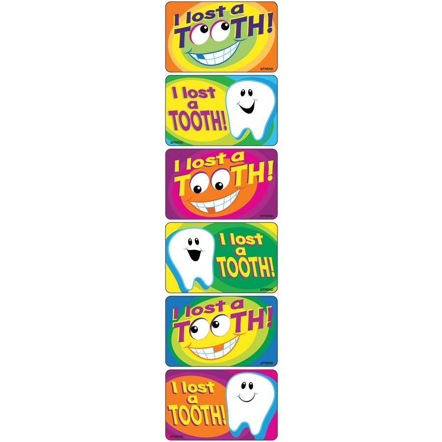 Trend I Lost a Tooth Large Applause Stickers - I Lost a Tooth - Non-toxic, Acid-free, Photo-safe - 1.50" (38.1 mm) Height x 2.50" (63.5 mm) Width - 30 / Pack - Stickers - TEPT47313