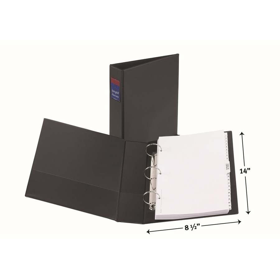 Avery® Legal Durable Binder - 2" Binder Capacity - Legal - 8 1/2" x 14" Sheet Size - 275 Sheet Capacity - 3 x Round Ring Fastener(s) - 2 Internal Pocket(s) - Vinyl, Chipboard - Black - Recycled - Spine Label, Durable, Flexible, Sturdy, Rivet, Label Ho - Legal Binders - AVE06401