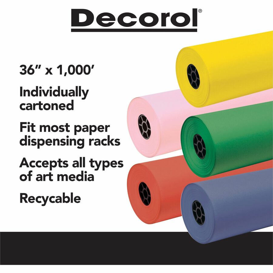Decorol Flame-Retardant Art Paper Roll - Art, Classroom, Office, Banner, Bulletin Board - 7.40"Height x 36"Width x 1000 ftLength - 1 / Roll - White - Sulphite