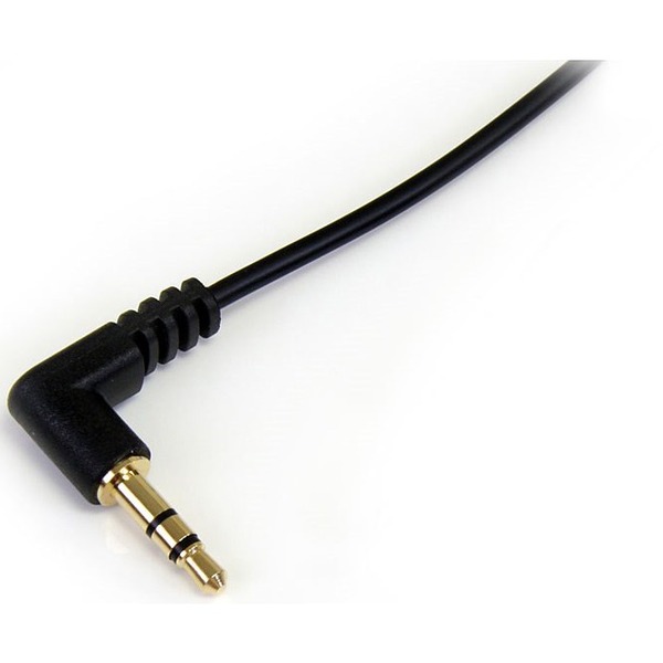 STARTECH Slim 3.5mm to Right Angle Stereo Audio Cable - M/M - 3 ft.