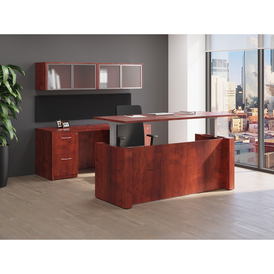 Lorell Essentials Credenza Shell - 70.9" x 23.6" x 29.5" - Finish: Cherry, Laminate = LLR69412