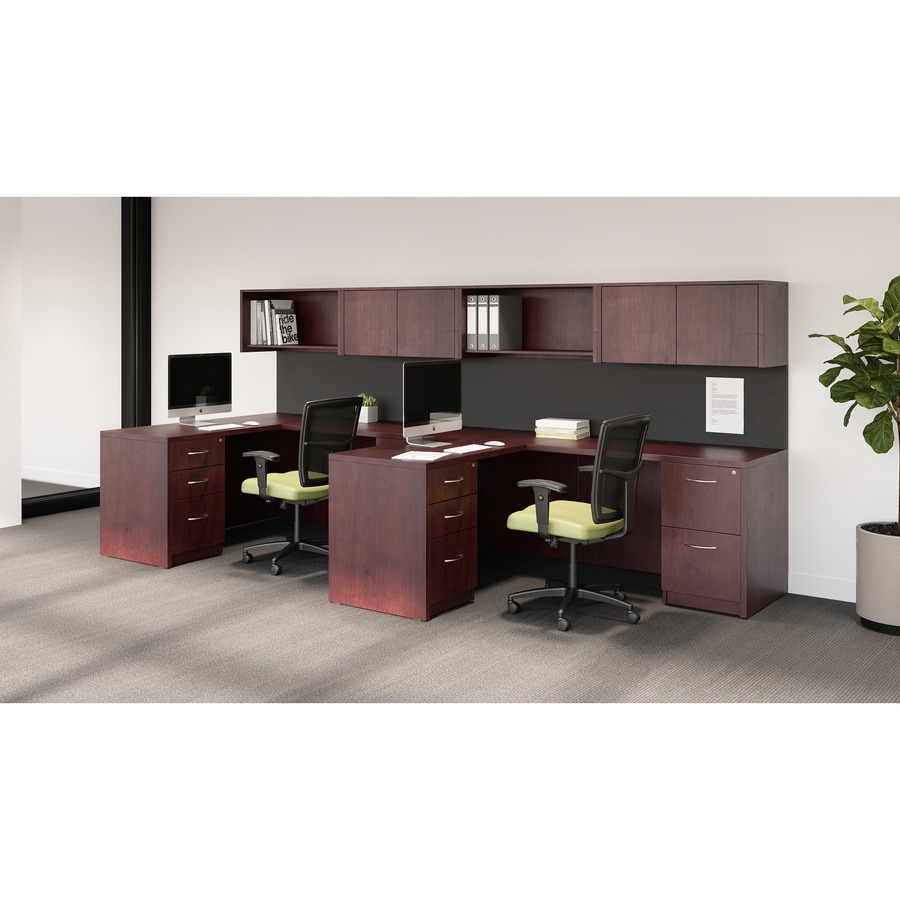 Lorell Essentials Rectangular Desk Shell - 59" x 29.5" x 1" x 29.5" - Finish: Laminate, Mahogany = LLR69373