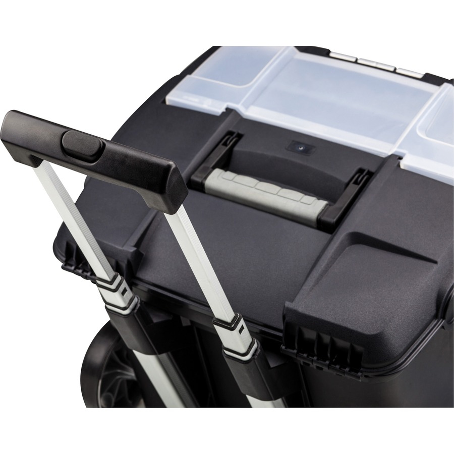 Storex Premium File Cart - Telescopic Handle - Steel, Plastic - 15" Length x 16.4" Width x 17" Depth Height - Black - 1 Each