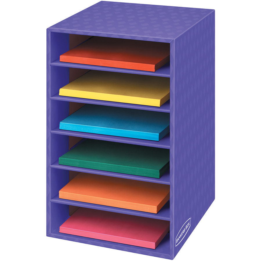 Fellowes 6 Compartment Shelf Organizer - 6 Compartment(s) - Compartment Size 2.63" (66.80 mm) x 11" (279.40 mm) x 13" (330.20 mm) - 18" Height x 11.9" Width x 13.3" Depth - Desktop - Sturdy - 60% - Purple - Corrugated Paper - 1 Each - Portable Storage Files & Bins - FEL3381201