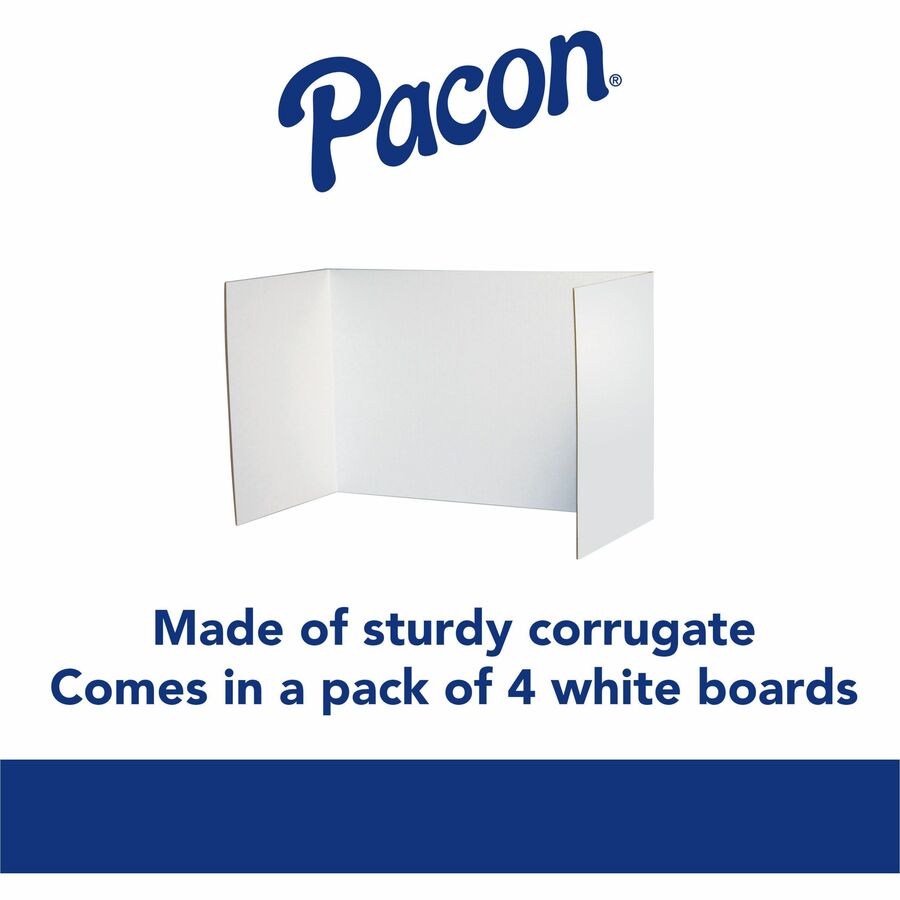 Pacon Privacy Boards - 48"W x 16"H - 4 Boards/Pack - White - Panels/Partitions - PAC03782