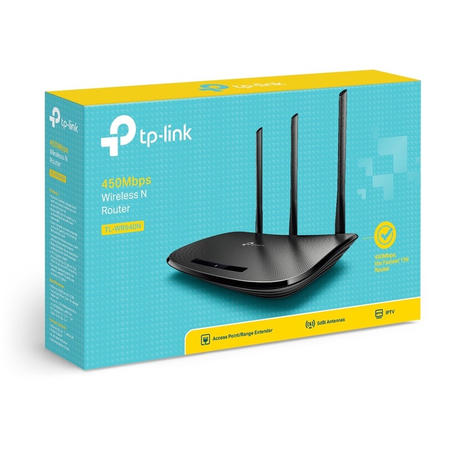 TP-LINK TL-WR940N Wireless N300 Home Router, 300Mpbs, 3 External Antennas, IP QoS, WPS Button