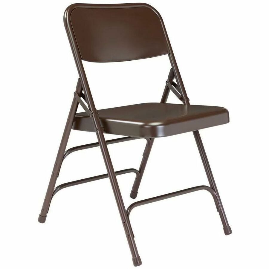 National Public Seating 300 Series All-Steel Folding Chair - Powder Coated Frame Color - Tubular Steel Frame Material - Four-legged Base - Brown - Steel, Polypropylene - 4 / Carton