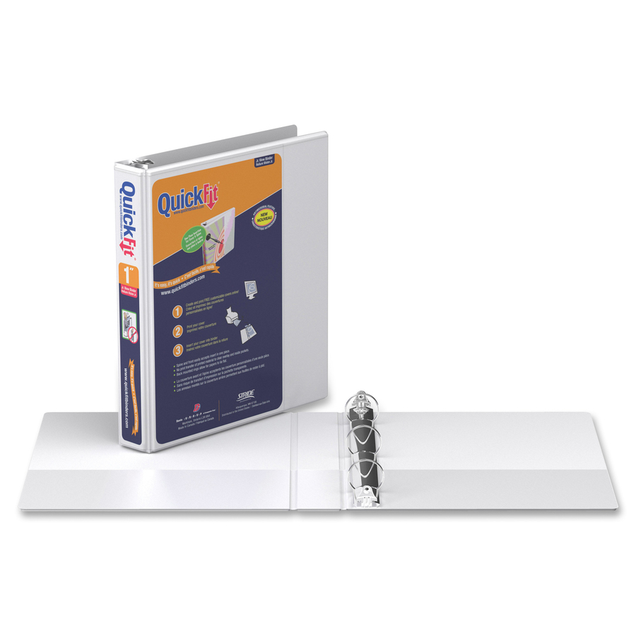 QuickFit QuickFit Round Ring Deluxe Junior View Binder - 1" Binder Capacity - 5 1/2" x 8 1/2" Sheet Size - Round Ring Fastener(s) - 2 Internal Pocket(s) - White - Recycled - Clear Overlay, Antimicrobial - 1 Each = RGO85110