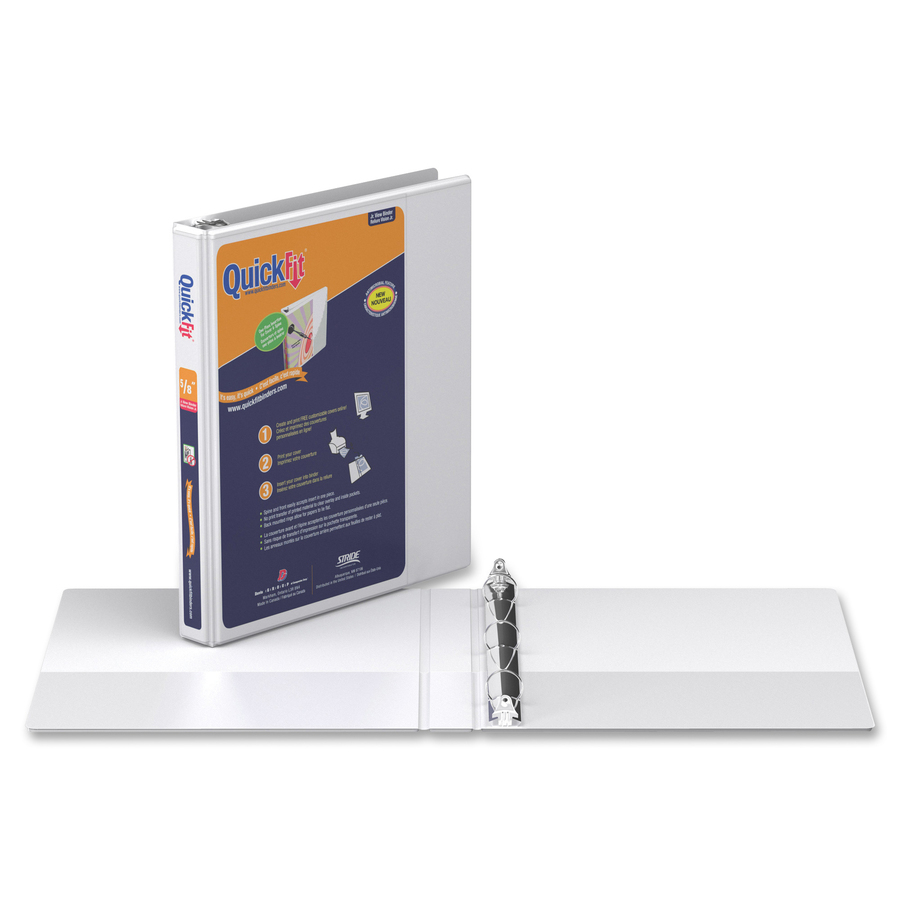 QuickFit QuickFit Round Ring Deluxe Junior View Binder - 5/8" Binder Capacity - 5 1/2" x 8 1/2" Sheet Size - Round Ring Fastener(s) - 2 Internal Pocket(s) - White - Recycled - Clear Overlay, Antimicrobial - 1 Each = RGO85000
