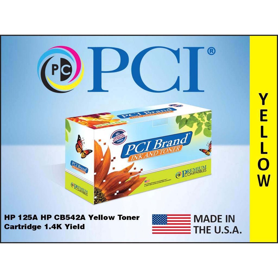 PCI compatible yellow toner cartridge for HP 125A CB542A, 1,400-page yield — alternate view 1