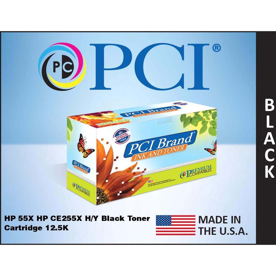 PCI remanufactured HP 55X CE255X high yield black toner cartridge for HP LaserJet printers — alternate view 1