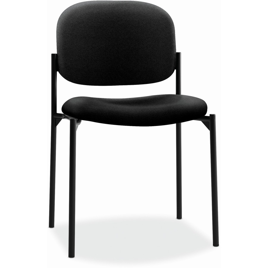Basyx by HON Scatter Stacking Guest Chair - Black Fabric, Polyester Seat - Black Fabric, Polyester Back - Black Tubular Steel Frame - Four-legged Base - 1 Each