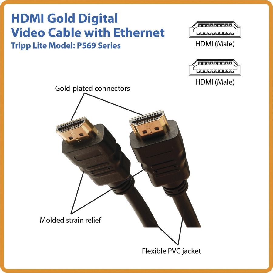 Tripp Lite by Eaton High Speed HDMI Cable with Ethernet UHD 4K Digital Video with Audio (M/M) 25 ft. (7.62 m)