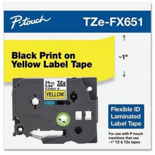 Brother TZeFX651 - Ruban flexible - noir sur jaune - Rouleau (2,4 cm) - 1 rouleau(x)