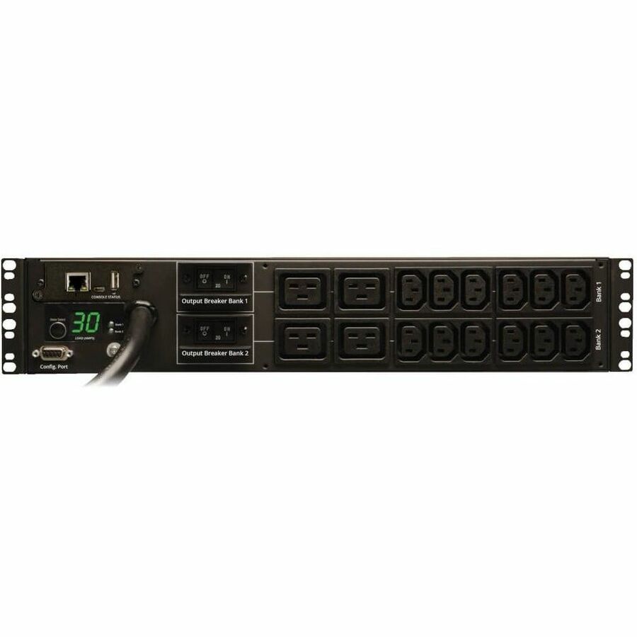 Tripp Lite by Eaton PDU 5.5kW Single-Phase Monitored PDU with LX Platform Interface 208/230V Outlets (12-C13 and 4-C19) L6-30P 12 ft. (3.66 m) Cord 2U Rack-Mount TAA