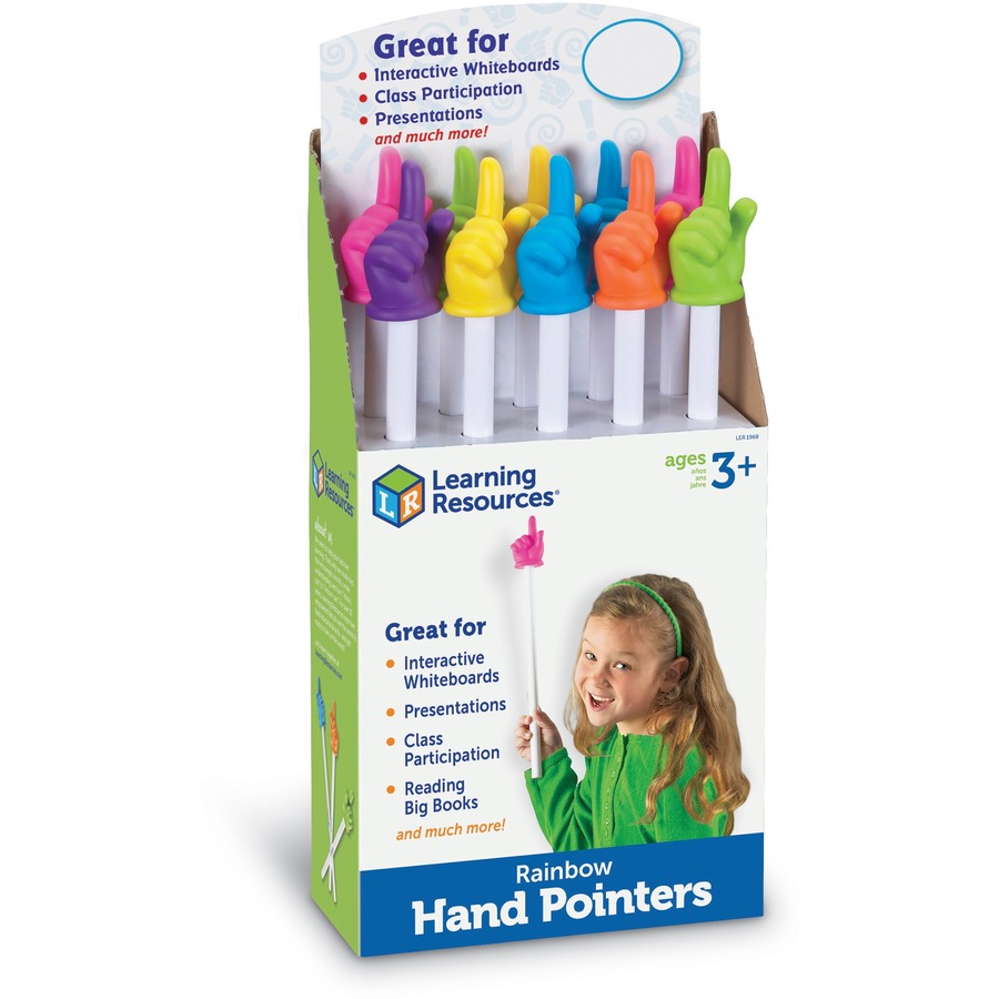 Learning Resources 15" Rainbow Hand Pointers 1-pc Set - Skill Learning: Social Skills, Receptive Language, Expressive Language, Gross Motor, Life Skill, Thinking - 3 Year & Up - Classroom Helpers - LRN1968