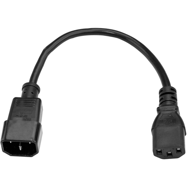 StarTech 14 AWG Computer Power Cord Extension - C14 to C13 - 15A (Black) - 6 ft. (PXT100146)