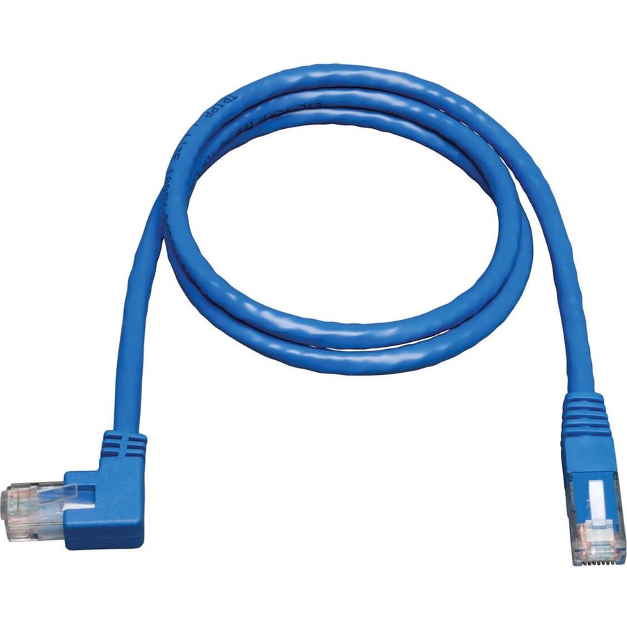 Tripp Lite by Eaton Left-Angle Cat6 Gigabit Molded UTP Ethernet Cable (RJ45 Left-Angle M to RJ45 M) Blue 3 ft. (0.91 m)