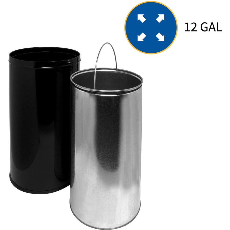 Genuine Joe Push Open Round Top Receptacle - 45.42 L Capacity - Round - 29.2" Height x 14.8" Diameter - Black - 1 Each - Waste Containers & Accessories - GJO58887