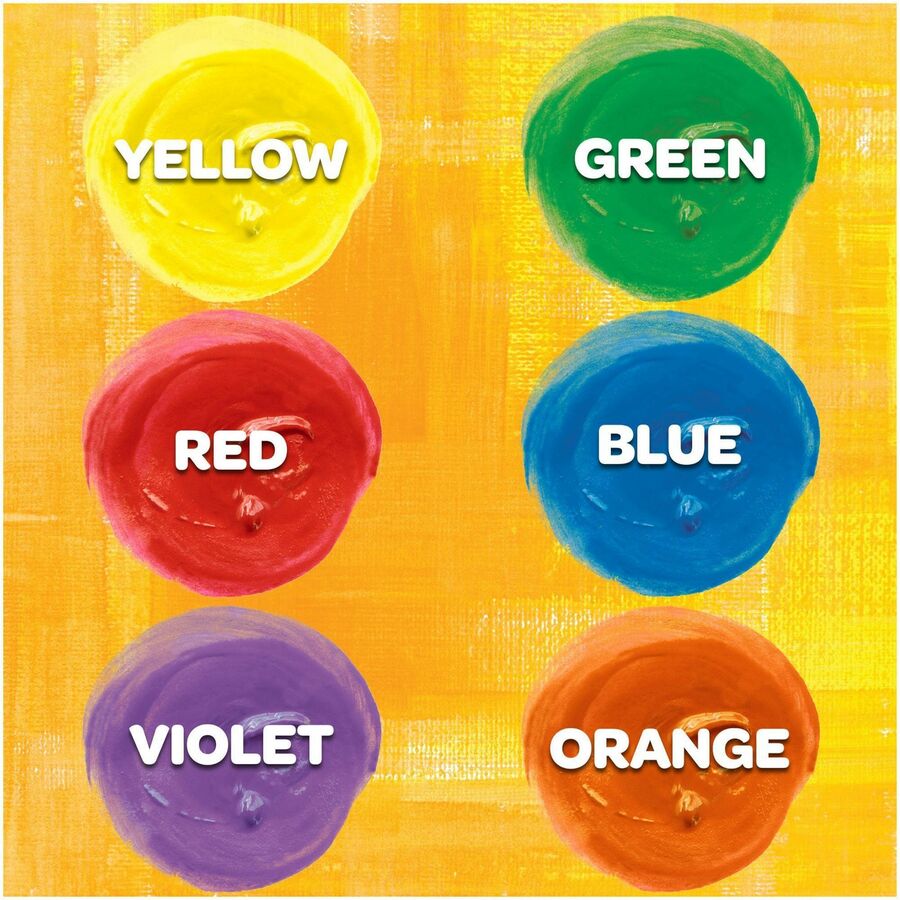 Crayola Washable Kids' Paint Set - 2 fl oz - 6 / Set - Yellow, White, Orange, Green, Red, Blue