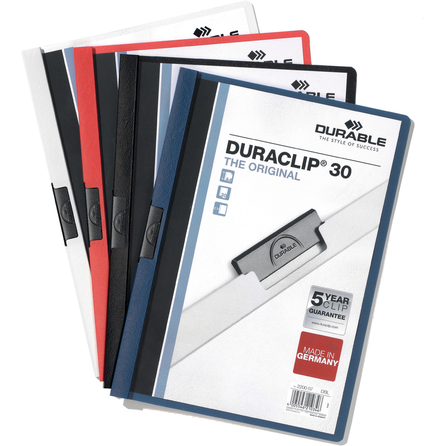 Clear/Red Durable Vinyl DuraClip Report Cover w/Clip Holds 30 Pages Letter 