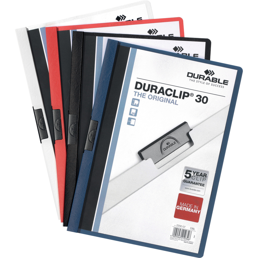 DURABLE DURACLIP Letter Report Cover - 8 1/2" x 11" - 30 Sheet Capacity - Vinyl, Steel - 1 Each = DBL220307