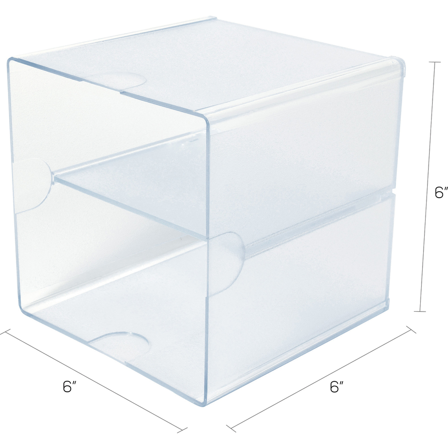 Deflecto Stackable Cube Organizer - 6" Height x 6" Width x 6" Depth - Desktop - Stackable - Clear - Plastic - 1 Each - Desktop Organizers - DEF350701