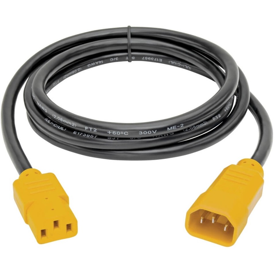Tripp Lite by Eaton Heavy-Duty PDU Power Cord C13 to C14 - 15A 250V 14 AWG 6 ft. (1.83 m) Yellow Plugs