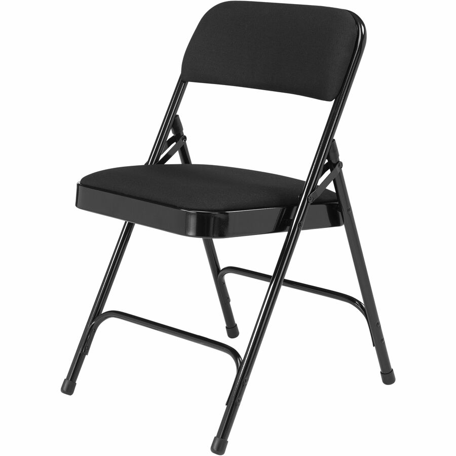 National Public Seating 2200 Series Folding Chair - Black Seat Color - Fabric, High Density Foam (HDF) Seat Material - Black Back Color - High Density Foam (HDF) Back Material - Black Frame Color - Tubular Steel, Metal Frame Material - Midnight Black - Fa