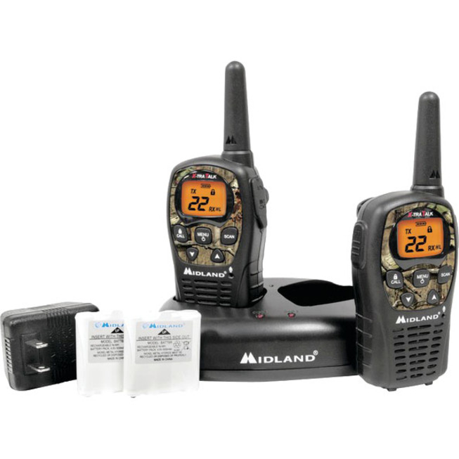 Midland LXT535VP3 FRS Walkie Talkie Long Range Two Way Radio with NOAA Weather Scan   Alert Channel Scan, Silent Operation (Mossy Oak Camo, Radios - 1