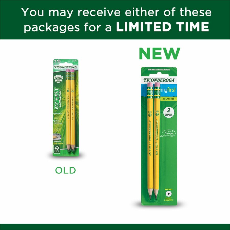 Ticonderoga Beginner No. 2 Pencils with Erasers - #2 Lead - Yellow