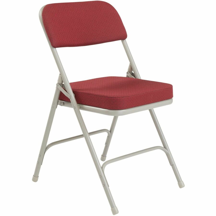 National Public Seating 3200 Series Folding Chairs - New Burgundy Seat Color - Fabric, Foam Seat Material - New Burgundy Back Color - Fabric, Foam Back Material - Gray Frame Color - Tubular Steel Frame Material - New Burgundy - Fabric, Vinyl, Polypropylen