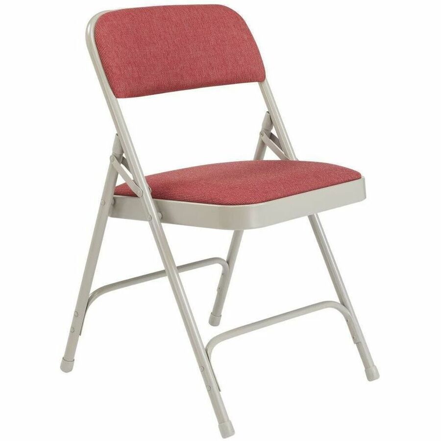 National Public Seating 2200 Series Folding Chair - Majestic Cabernet Seat Color - Foam, Fabric Seat Material - Majestic Cabernet Back Color - Fabric Back Material - Gray Frame Color - Metal, Powder Coated Steel Frame Material - Majestic Cabernet - Fabric