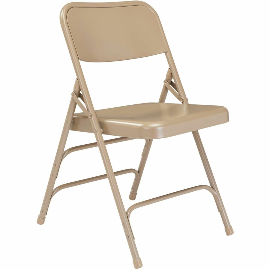 National Public Seating 300 Series All-Steel Folding Chair - Powder Coated Frame Color - Tubular Steel Frame Material - Four-legged Base - Beige - Steel, Polypropylene - 4 / Carton
