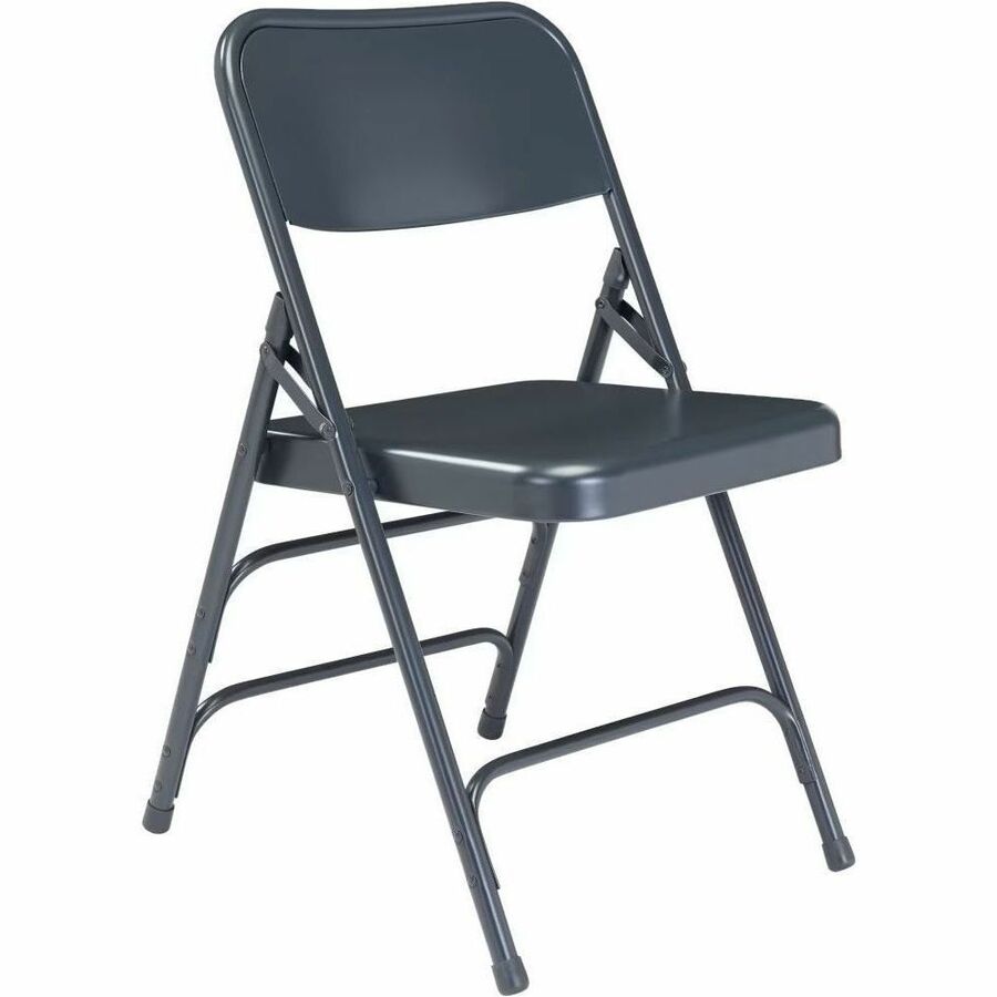 National Public Seating 300 Series All-Steel Folding Chair - Powder Coated Frame Color - Tubular Steel Frame Material - Four-legged Base - Blue - Steel, Polypropylene - 4 / Carton