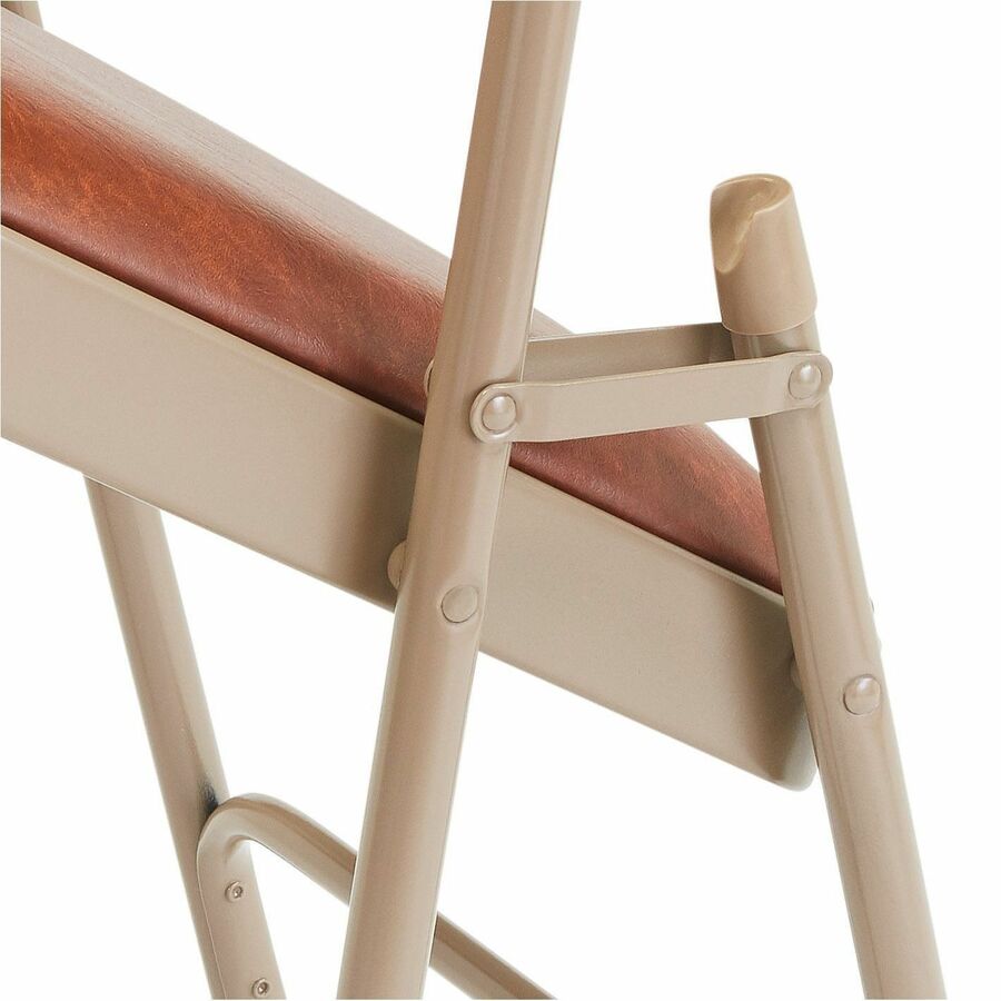National Public Seating 1200 Series Upholstered Folding Chair - Honey Brown Seat Color - Vinyl, Foam Seat Material - Honey Brown Back Color - Vinyl Back Material - Beige Frame Color - Tubular Steel Frame Material - Honey Brown - Vinyl, Polypropylene - 4 /