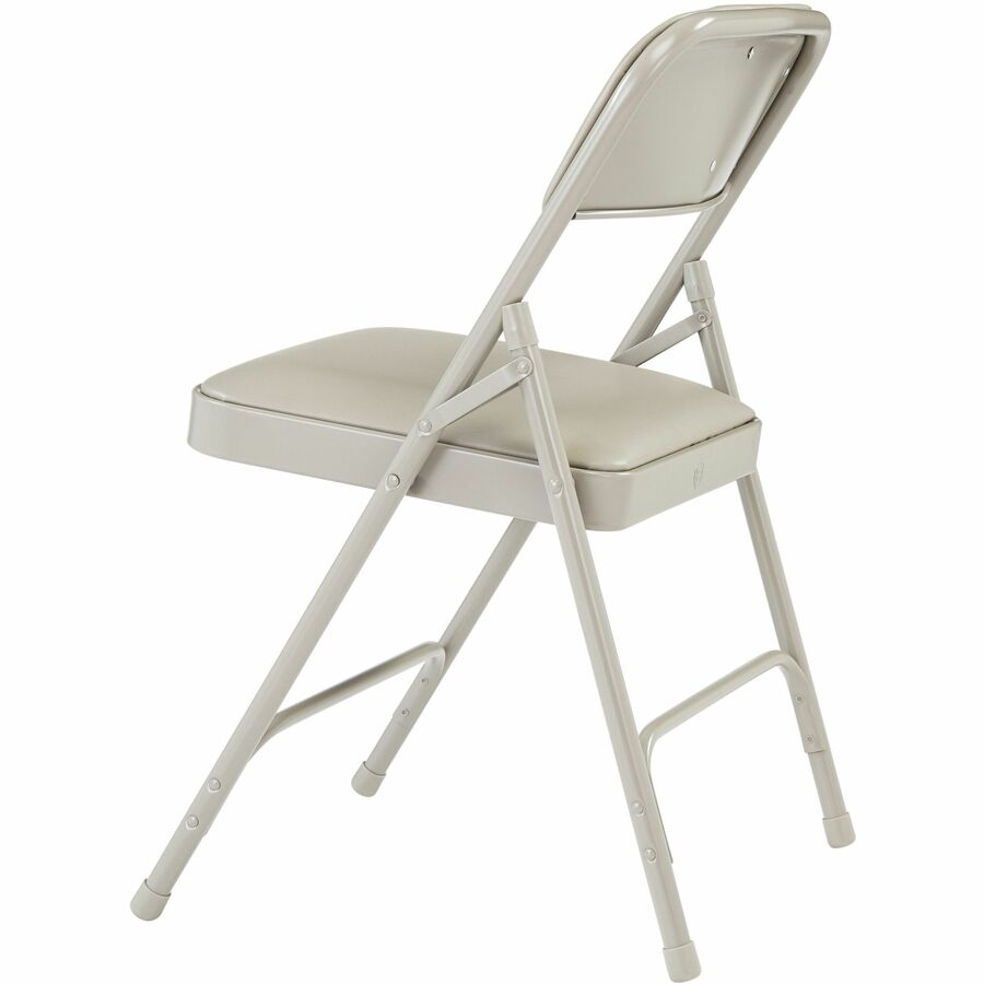 National Public Seating 1200 Series Upholstered Folding Chair - Warm Gray Seat Color - Vinyl, Foam Seat Material - Warm Gray Back Color - Gray Frame Color - Tubular Steel Frame Material - Warm Gray - Vinyl, Polypropylene - 4 / Carton