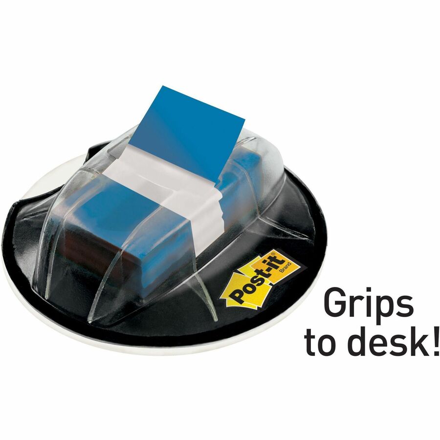 Post-it® Flags in Desk Grip Dispenser - 200 - 1" x 1 3/4" - Rectangle - Unruled - Blue - Removable, Self-adhesive - 200 / Pack