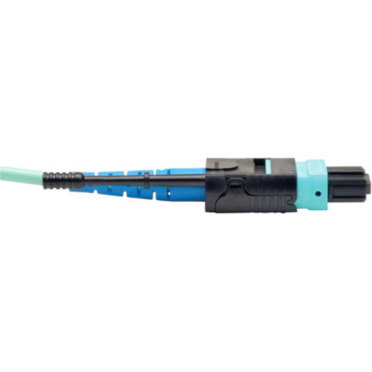 Tripp Lite by Eaton 100G MTP/MPO Multimode OM3 Plenum-Rated Fiber Optic Cable (CXP) 24 Fiber 100GBASE-SR10 Push/Pull Tabs Aqua 2 m