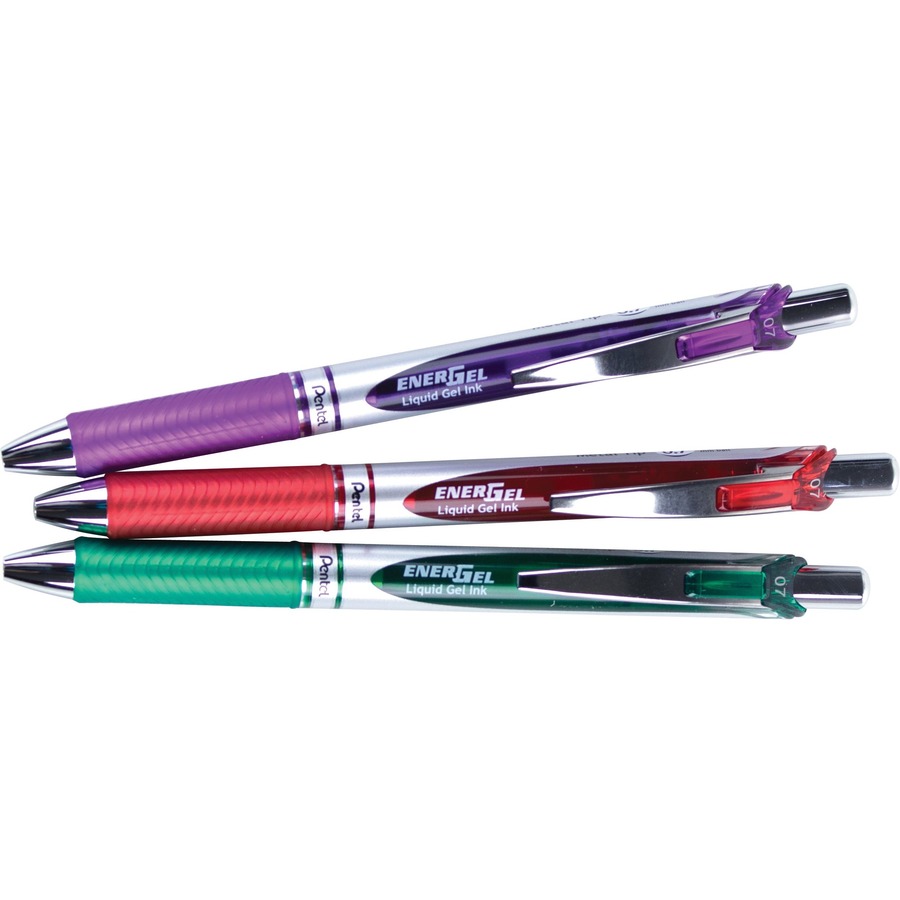 EnerGel RTX Liquid Gel Pen - 0.7 mm Pen Point Size - Refillable - Retractable - Black, Red, Blue Gel-based Ink - Metal Tip - 3 Pack - Gel Ink Pens - PENBL77BP3M