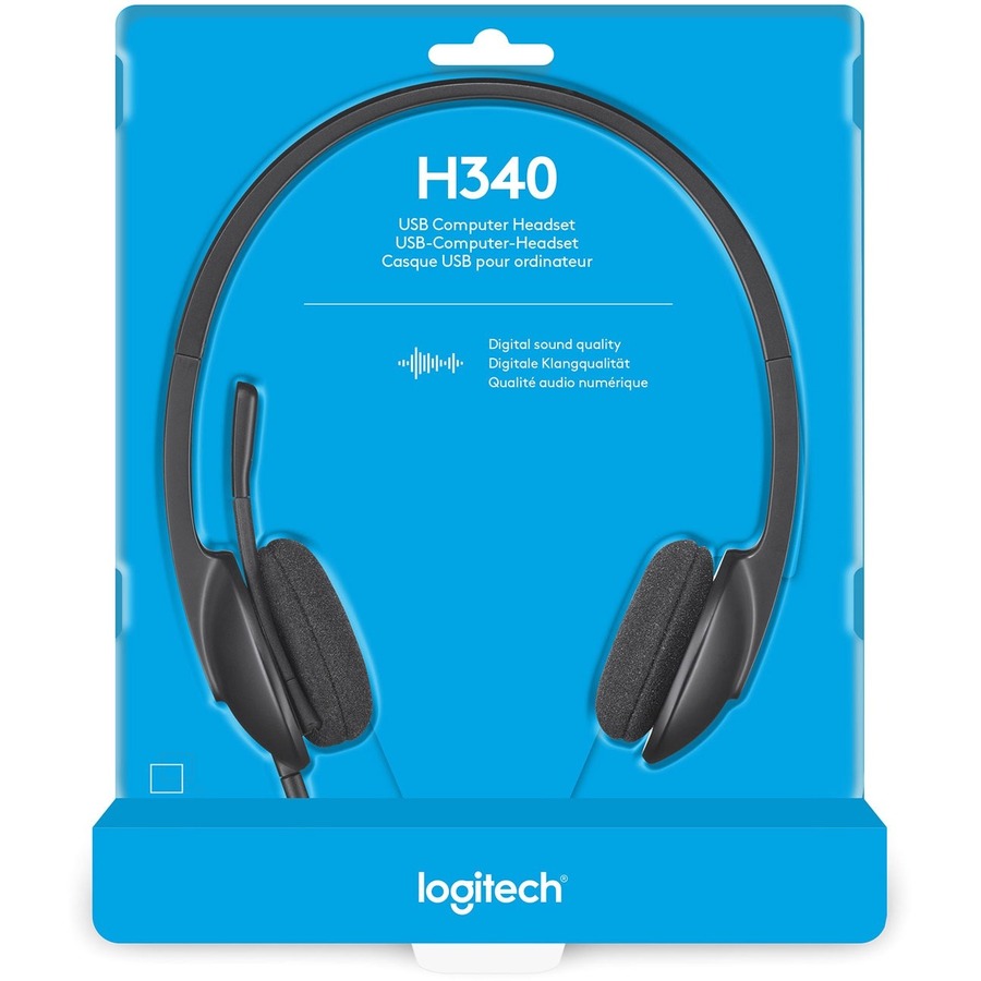 Logitech USB Headset H340 - Stereo - USB - Wired - 20 Hz - 20 kHz - Over-the-head - Binaural - Semi-open - 6 ft Cable - Black = LOG981000507