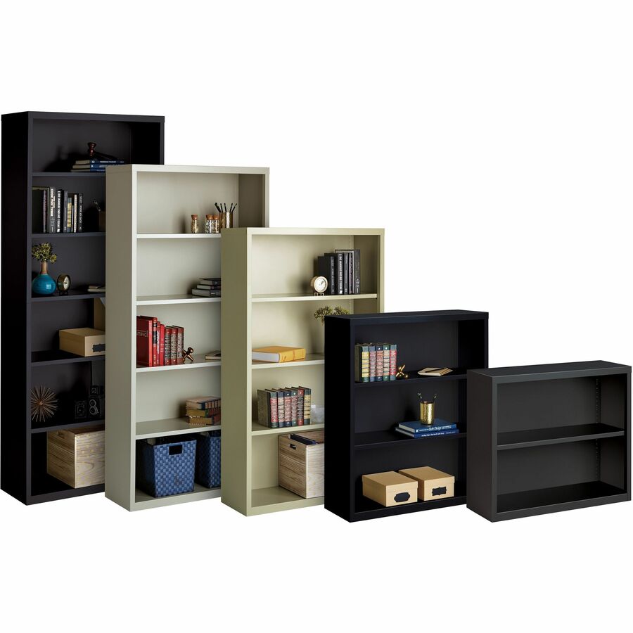 Lorell Fortress Series Bookcases - 34.5" x 13" x 60" - 4 x Shelf(ves) - Putty - Powder Coated - Steel - Recycled - Metal Bookcases - LLR41287