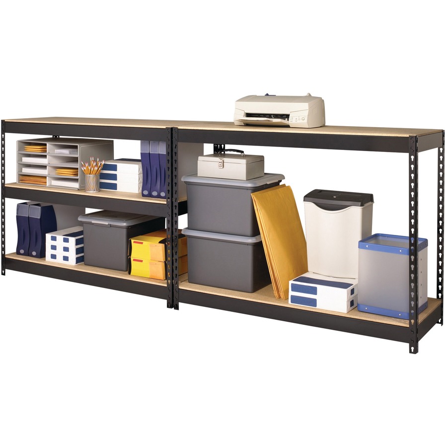 Lorell Fortress Riveted Shelving - 5 Compartment(s) - 5 Shelf(ves) - 72" Height x 48" Width x 18" Depth - Heavy Duty, Rust Resistant - 28% Recycled - Powder Coated - Black - Steel - 1 Each