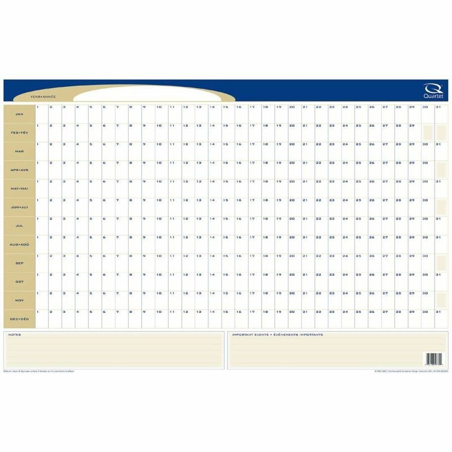 thumbnail interactive-video image 1 of Day-Timer Reversible Dry Erase Planner - 24x36 Inch Undated Wall Calendar, Bilingual Format 1 of 9