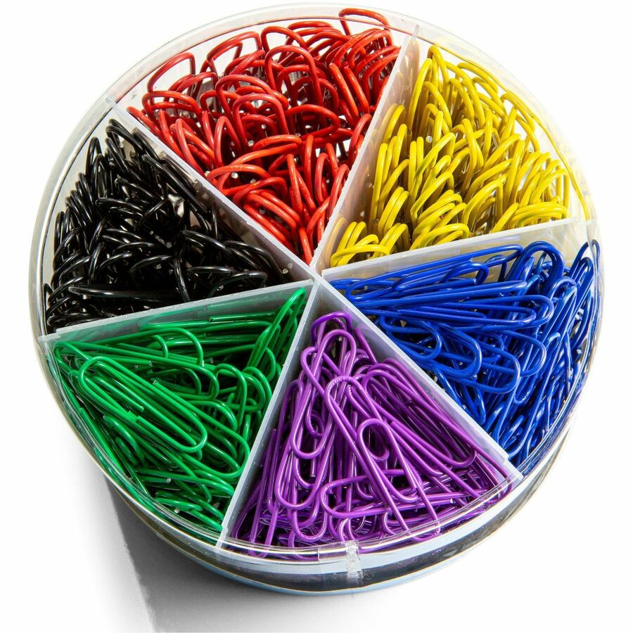 Officemate Coated Paper Clips Tub - 450 / Pack - Assorted